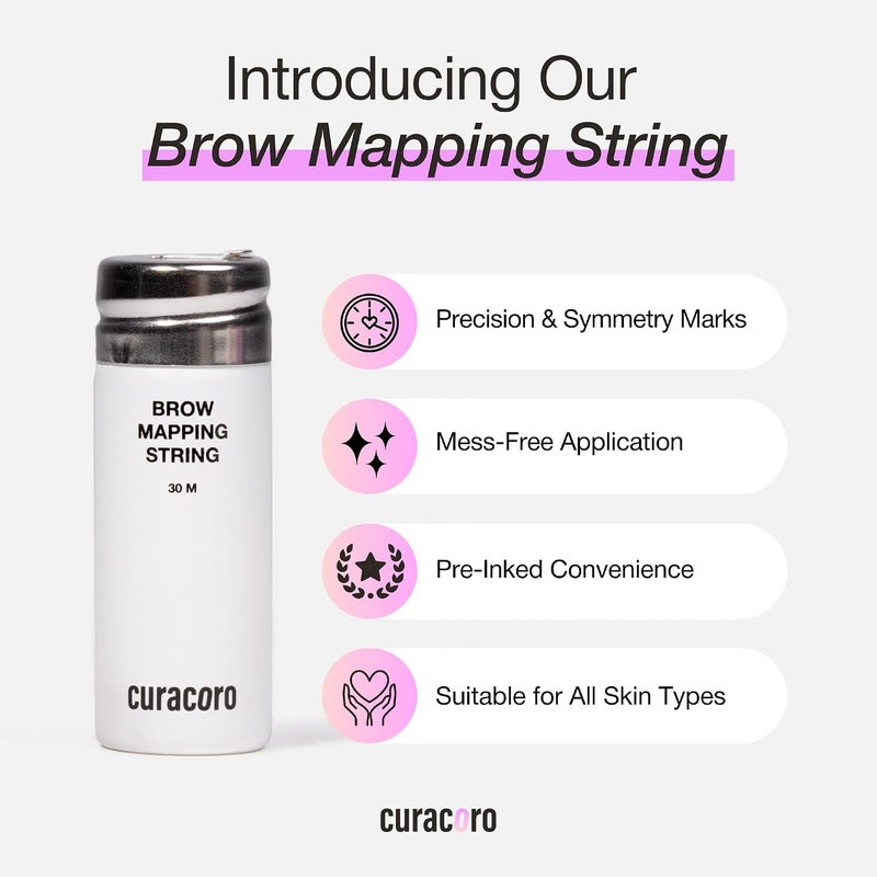 CURACORO Brow Mapping String, 30m Pre-Inked Professional Eyebrow Thread for Microblading & PMU, Bamboo Charcoal Mapping String for Eyebrow Shaping (White) - Image 2