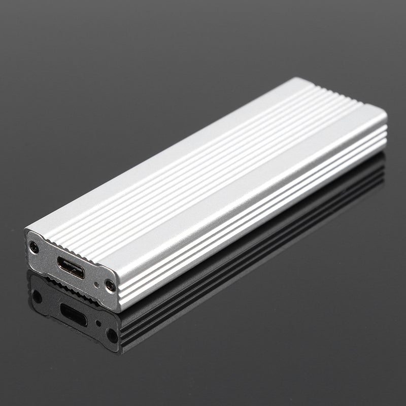 حافظة أقراص ذاكرة محمولة بروتوكول مزدوج M.2 NVMe/SATA - غلاف SSD خارجي USB3.1 Type-C بلون فضي ومغلف من سبائك الألومنيوم - Image 4
