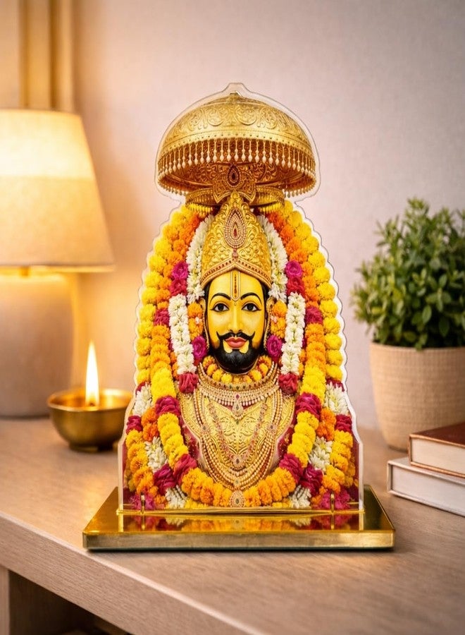 Giffin Khatu Shyam Ji Acrylic Tabletop Idol | Shyam Baba Religious Showpiece for Home Temple & Office Desk | Spiritual Gift & Devotional Décor (Khatu Shyam Ji Idol, Medium) - Image 1