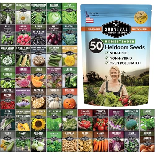 SURVIVAL GARDEN SEEDS Homesteader Seed Vault - 50 Packs of Non-GMO Heirloom Vegetable, Fruit, Herb Seeds for Planting a Victory Garden - Grow Survival Food for Storage, Emergency Preparedness - Survival Garden Seeds - Image 1