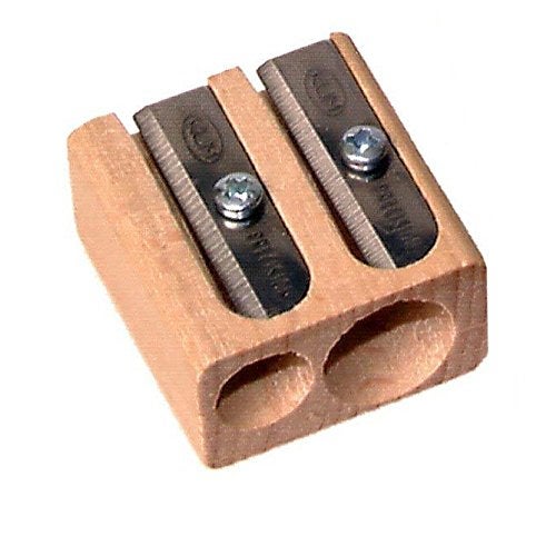 Kum 107.02.01 Wood 2-Hole Steel Blade Pencil Sharpener, Colors Vary - Image 1