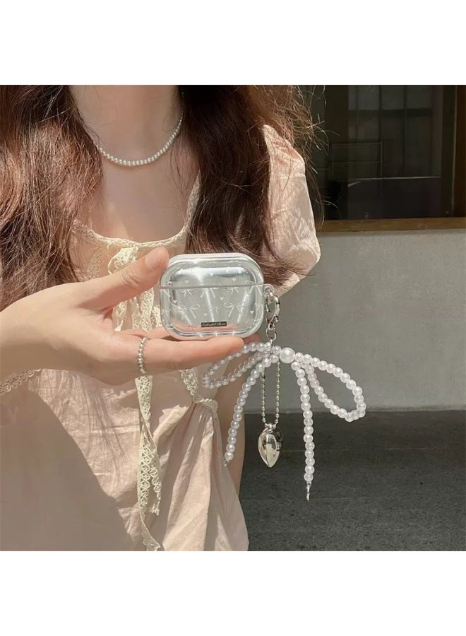 Electroplated Bowknot Airpods3 Generation Earphone Protective Cover For Apple Wireless Bluetooth Shell Soft Silicone Pro2/4-Color:Full Screen White Bow [electroplated Silver] + Pendant-Applicable Models:Airpods 3rd Generation  - Image 4