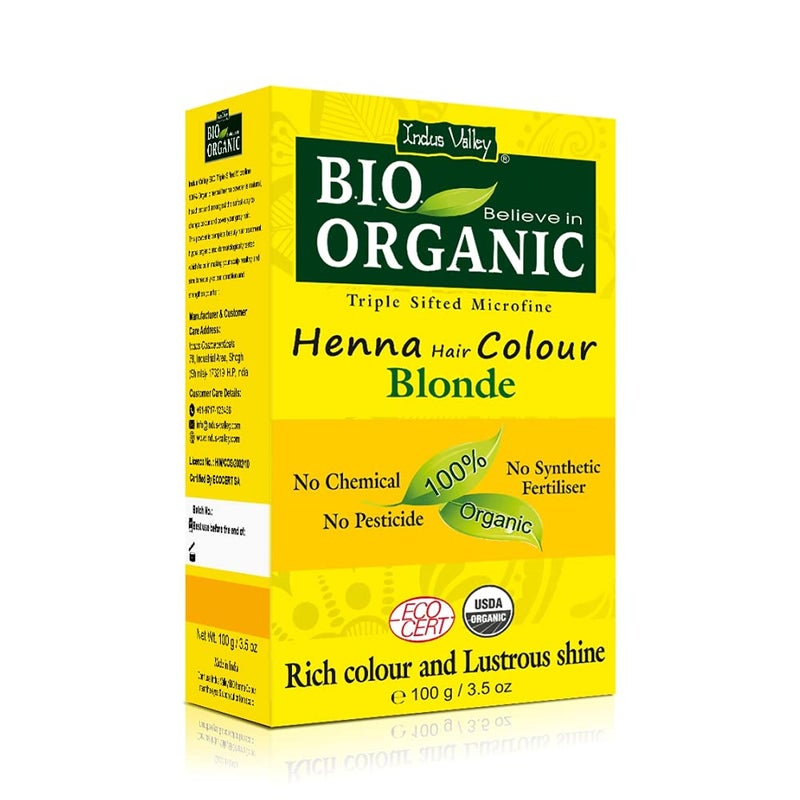 Indus Valley Bio Organic Natural Henna Hair Color For Women Blonde 100gm 100 Gray Hair Coverage And Long Lasting Hair Dye  Vegan and CrueltyFree I Herbal Hair Color for All Hair Types