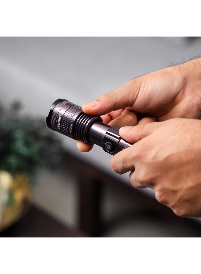 GEEPAS Zoomable LED Flashlight Pack of 4 | 7W Laser High-Power LEDs| 5000mAh Battery10 Hours Continuous Working with Aluminum Alloy Housing| Type C Charging GFL4639N Black - Image 3