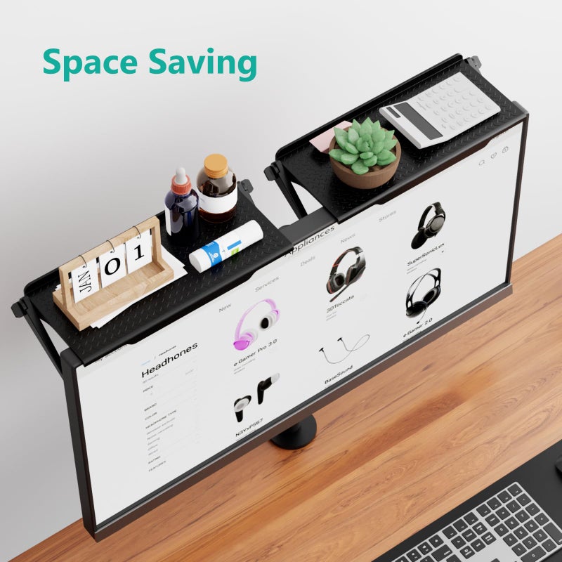 WALI Soundbar Mount, No Drilling TV Top Shelf Fits Most of Sound Bars, Adjustable Sound Bar Holder for Samsung, Sony, LG, Bose, 23.6"x4.7" Floating TV Shelf (TSP002-2B),1 Pair, Charcoal Black - Image 2