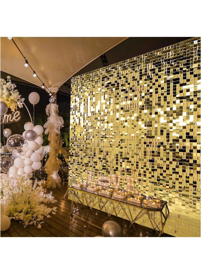 Kate Square Light Gold Sequin Wall Panels Shimmer Wall Birthday Party Backdrop Decorations (Pack of 12) - Image 1