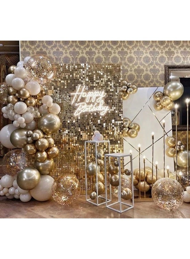 Kate Square Light Gold Sequin Wall Panels Shimmer Wall Birthday Party Backdrop Decorations (Pack of 12) - Image 2