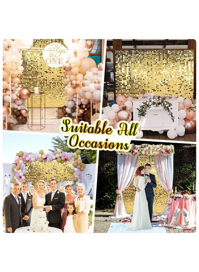 Kate Square Light Gold Sequin Wall Panels Shimmer Wall Birthday Party Backdrop Decorations (Pack of 12) - Image 3