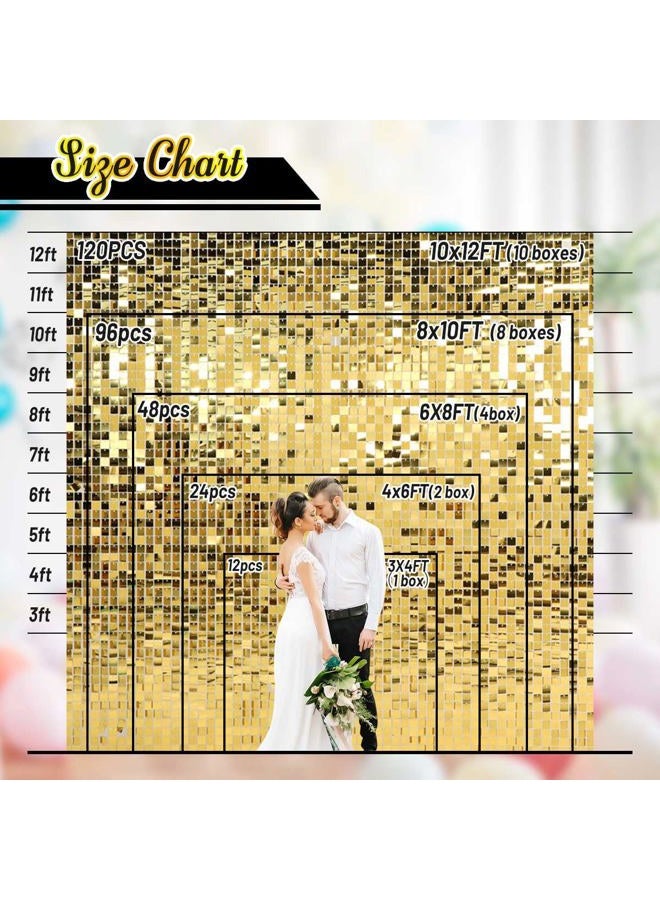 Kate Square Light Gold Sequin Wall Panels Shimmer Wall Birthday Party Backdrop Decorations (Pack of 12) - Image 4
