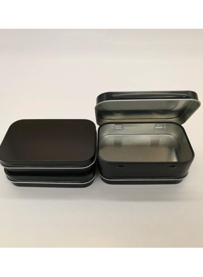 5 قطع علب معدنية فارغة مستطيلة علب مفصلية صغيرة محمولة لحاوية دبابيس فن الأظافر خرز أقراط مجوهرات حرفية (أسود) - Image 5