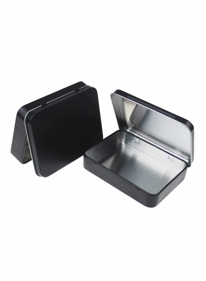 5 قطع علب معدنية فارغة مستطيلة علب مفصلية صغيرة محمولة لحاوية دبابيس فن الأظافر خرز أقراط مجوهرات حرفية (أسود) - Image 2