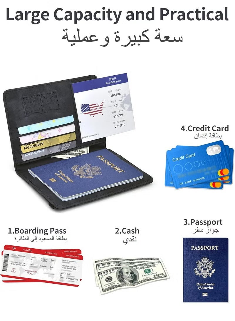 2 Pack Passport Holder for Travel Essentials, Passport Wallet Cover Case for Travel Must Haves Accessories,Passport Book Holders for Women and Men Black - Image 2
