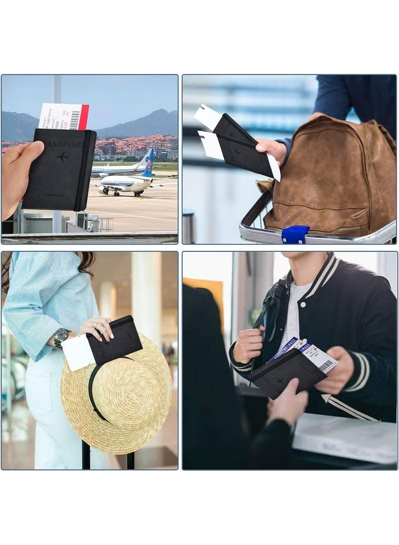 2 Pack Passport Holder for Travel Essentials, Passport Wallet Cover Case for Travel Must Haves Accessories,Passport Book Holders for Women and Men Black - Image 5