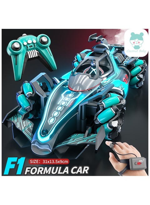 Gesture Sensing RC Stunt Car Toys for Kids - Birthday Gifts for Boys Girls Ages 6-12, 360° Rotate Drift Hand Controlled Remote Control Car with Light Music Spray（green）