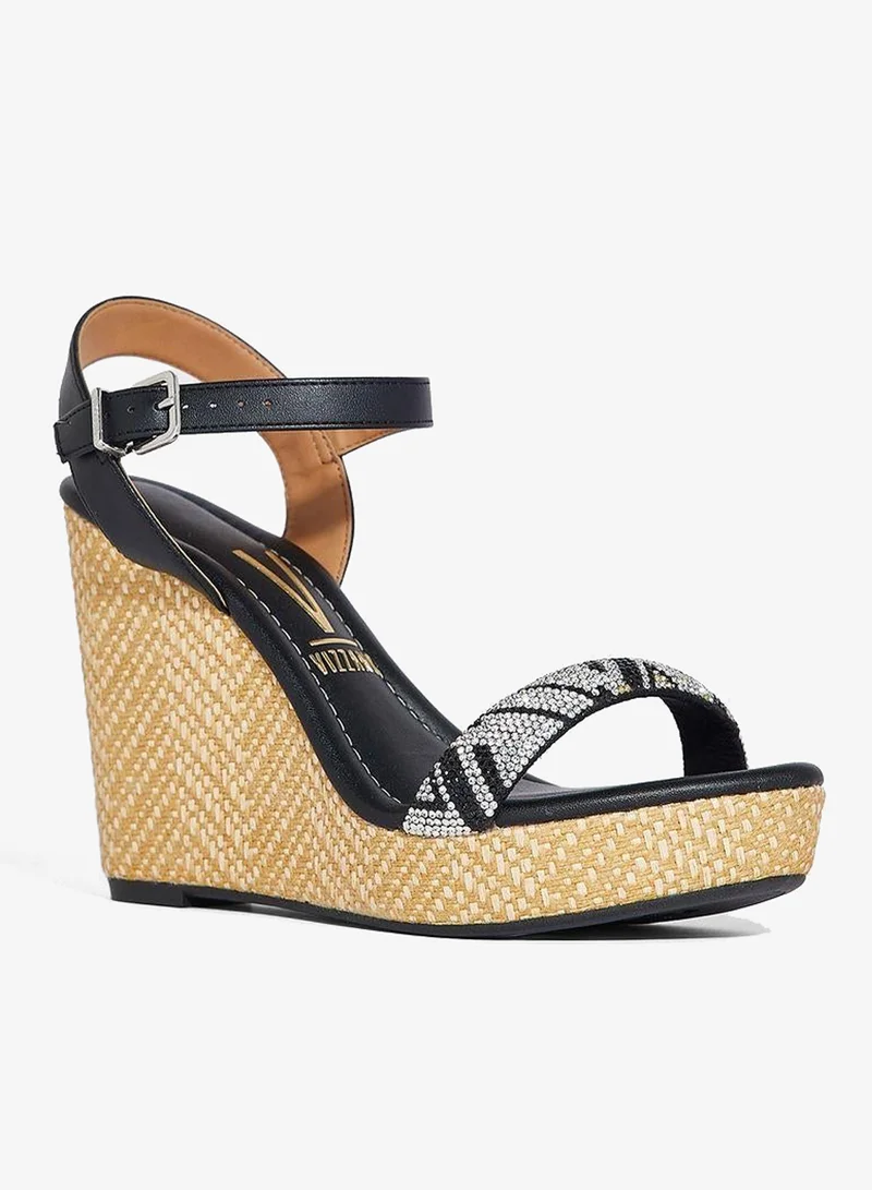 VIZZANO Ellie Ankle Strap High Heel Wedge Sandals