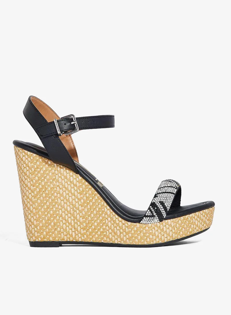 VIZZANO Ellie Ankle Strap High Heel Wedge Sandals