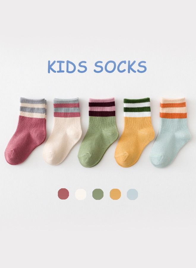 5 Pairs Of Baby Soft Cotton Socks With Stripe Design For 3-5 Years Old  - Image 2
