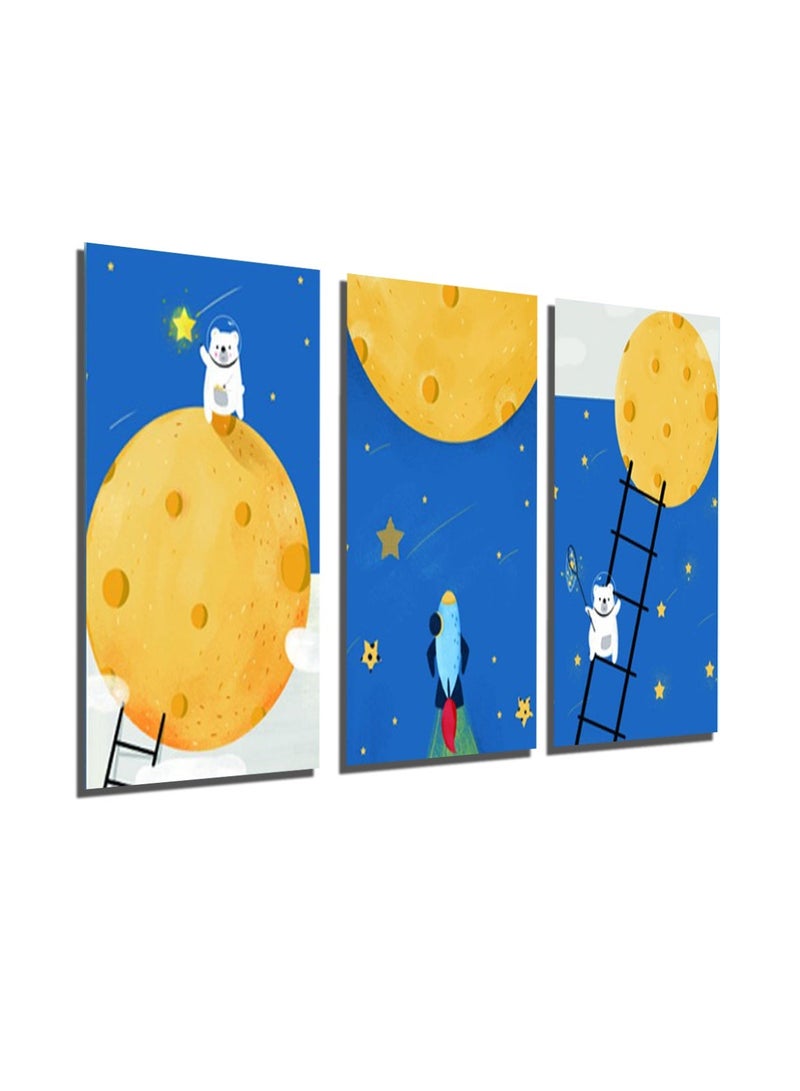 Mawan Children's wall art set, 3 pieces, 30x40 cm each - 30 mm thick - Digital printing with UV coating - Self-adhesive, easy to install - Safe materials - Image 1