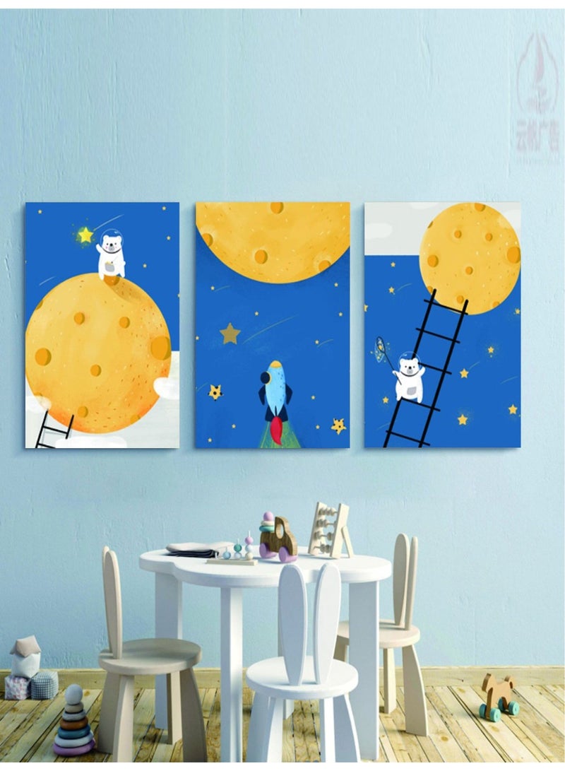 Mawan Children's wall art set, 3 pieces, 30x40 cm each - 30 mm thick - Digital printing with UV coating - Self-adhesive, easy to install - Safe materials - Image 5