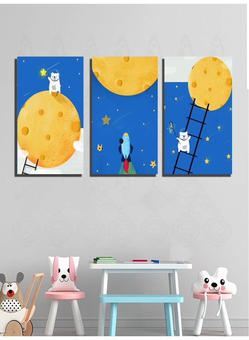 Mawan Children's wall art set, 3 pieces, 30x40 cm each - 30 mm thick - Digital printing with UV coating - Self-adhesive, easy to install - Safe materials - Image 4