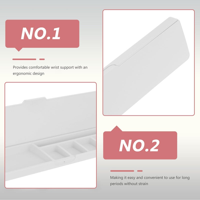 White Keyboard and Mouse Wrist Rest Tray with Storage Box Tilted Riser for Gaming and Office Use - Image 4