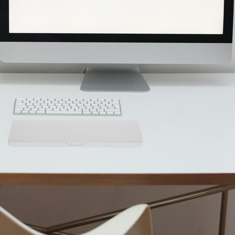 White Keyboard and Mouse Wrist Rest Tray with Storage Box Tilted Riser for Gaming and Office Use - Image 5