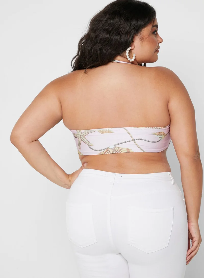 I Saw It First Curve Printed Hanky Hem Bikini Top
