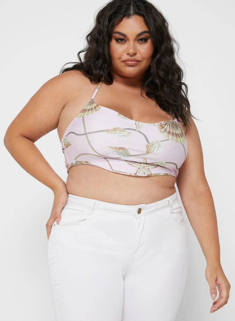 I Saw It First Curve Printed Hanky Hem Bikini Top
