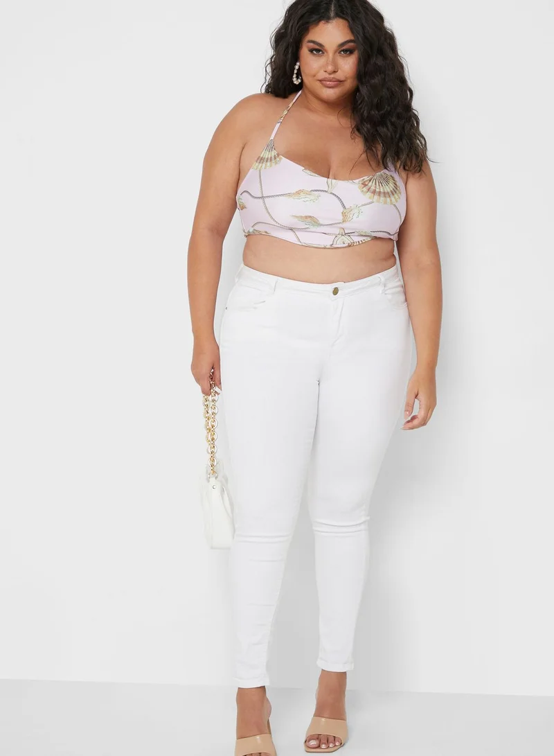 I Saw It First Curve Printed Hanky Hem Bikini Top