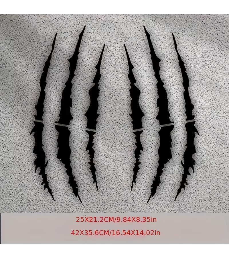 2pcs Red Motorcycle Claw Scratch Racing Head Helmet DIY Sticker Decal 16.54x14.02inch - Image 3