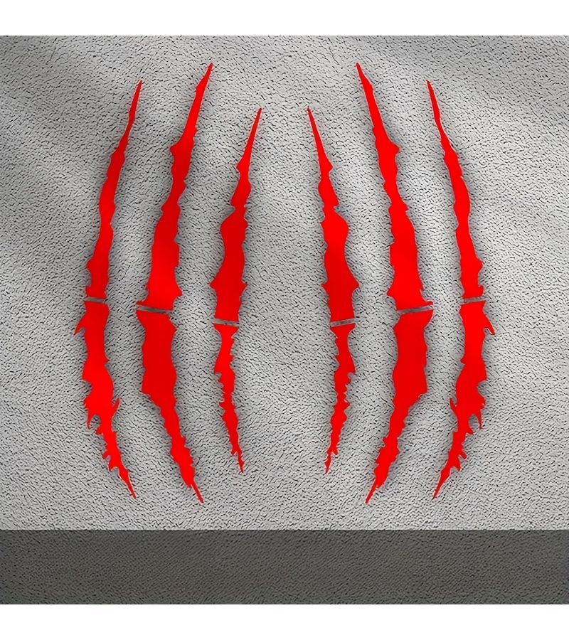 2pcs Red Motorcycle Claw Scratch Racing Head Helmet DIY Sticker Decal 16.54x14.02inch - Image 5