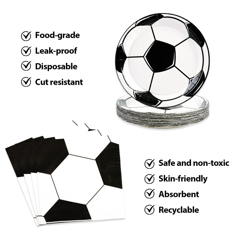 HFBOBP 50PCS Soccer Plates and Napkins Party Decorations, 7inch Disposable Soccer Themed Birthday Paper Plates and Napkins Tableware Set Sports Party Supplies for Birthday Baby Shower Game Favors - Image 4