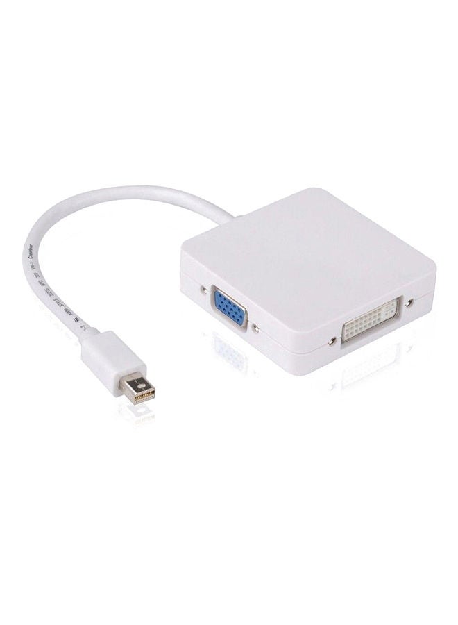 NIBEMINENT 3-In-1 Mini Display Port To DVI/HDMI/VGA/AV/TV Cable Adapter For Apple Mac Book iMac White