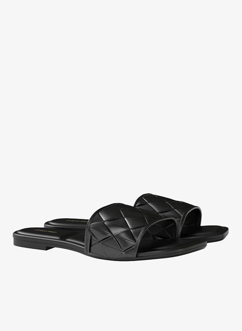 Calvin Klein Triple Black Woven Strap Flat Sandals for Women | Best Price UAE