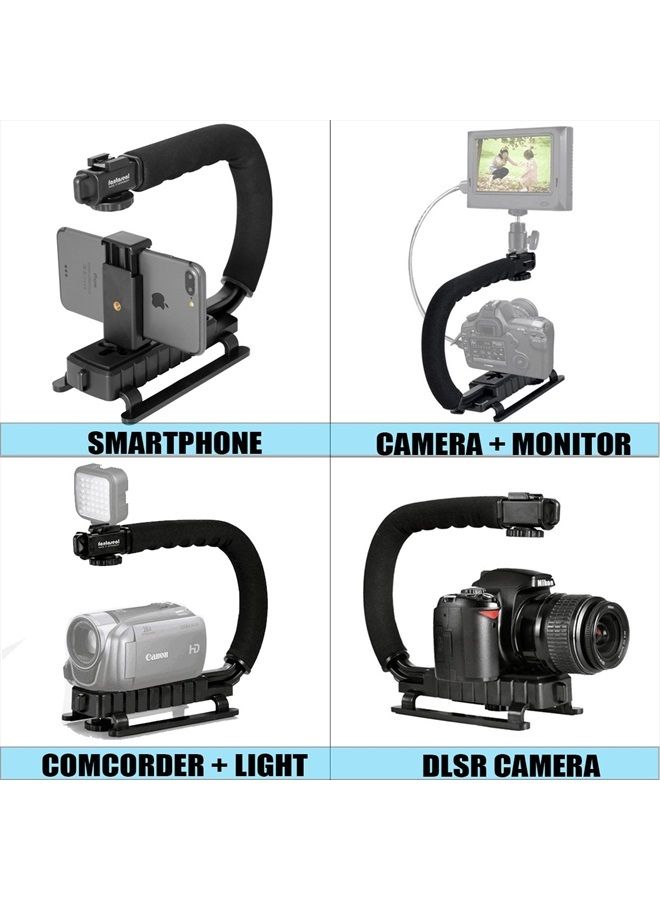 Fantaseal 4in1 DSLR/ Mirrorless /Action Camera +Camcorder +Smartphone Stabilizer Holder We-media Youtube Vlog Low Position Video Rig Mount Fit for GoPro Sony DJI OSMO ACTION Nikon Canon iPhone Samsung - Image 4
