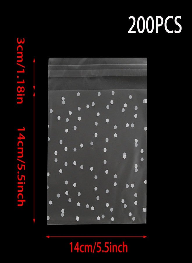 Funstreet 200 Pcs 5.5x5.5" Self Sealing Cellophane Bags, White Polka Dot - Image 2