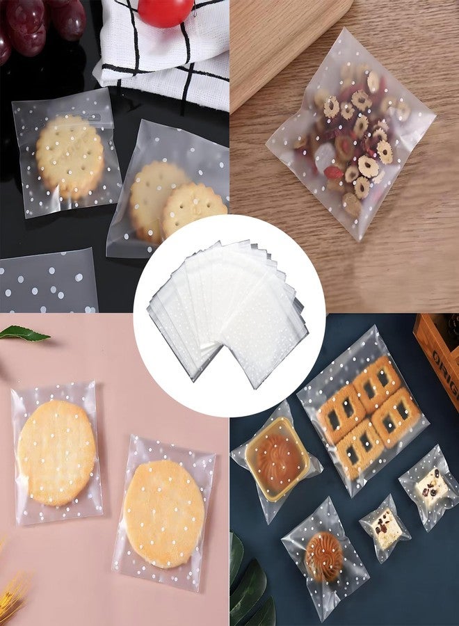 Funstreet 200 Pcs 5.5x5.5" Self Sealing Cellophane Bags, White Polka Dot - Image 5