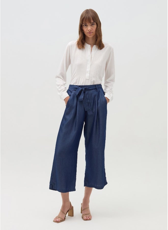 Ovs Denim-effect fluid trousers with belt - Image 1