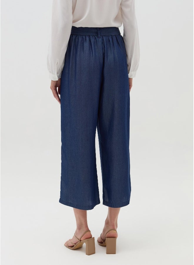 Ovs Denim-effect fluid trousers with belt - Image 3