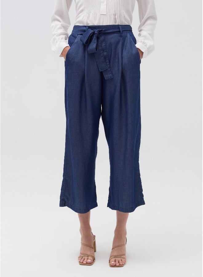 Ovs Denim-effect fluid trousers with belt - Image 2