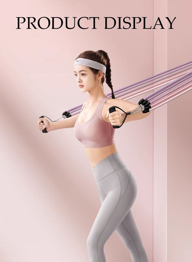 DUNISO مجموعة 10 قطع من أحزمة المقاومة للياقة البدنية، مجموعة قضيب بيلاتس المتينة مع أحزمة مقاومة بوزن 80 رطل للمبتدئين، مجموعة تمارين تمديد الحبال، للاستخدام في المنزل، الصالة الرياضية، السفر، المكتب - Image 3