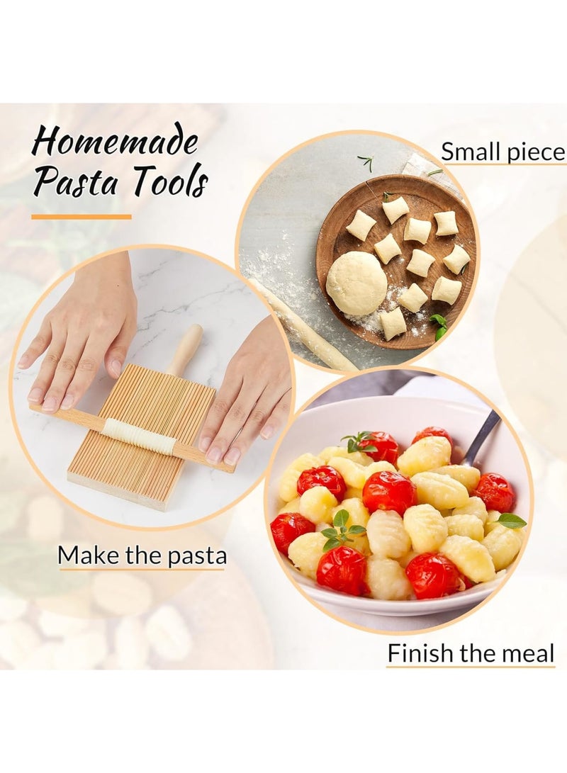 SYOSI Gnocchi Board Wood, Beechwood Pasta Board, Wooden Roller Paddle for Gnocchi Making, 8.46 Inch Pasta Tools Set with Rollers, Homemade Italian Cooking Accessories, Kitchen Gift Ideas, Natural - Image 5