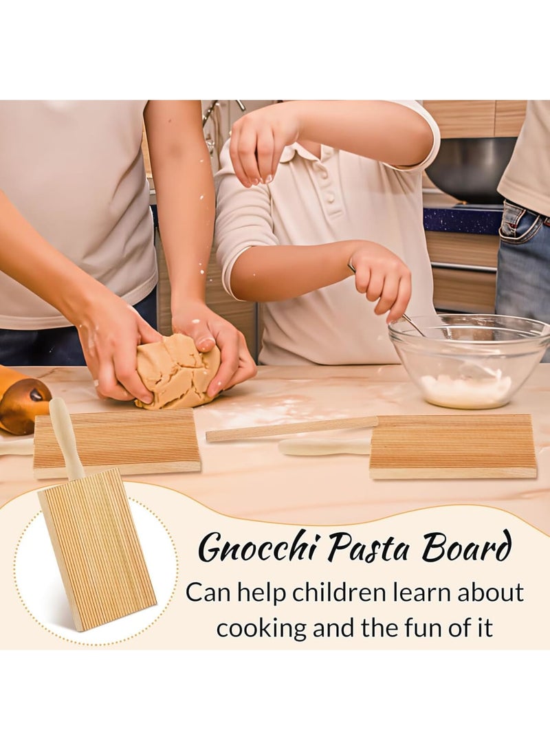 SYOSI Gnocchi Board Wood, Beechwood Pasta Board, Wooden Roller Paddle for Gnocchi Making, 8.46 Inch Pasta Tools Set with Rollers, Homemade Italian Cooking Accessories, Kitchen Gift Ideas, Natural - Image 4