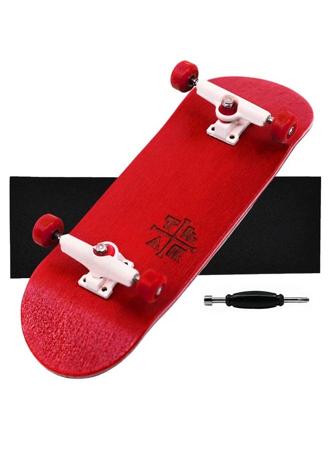 Teak Tuning Prolific Complete Fingerboard With Upgraded Components Pro Board Shape And Size Bearing Wheels Bushings And Trucks 32Mm X 97Mm Handmade Wooden Board Candy Cane Edition - Image 2