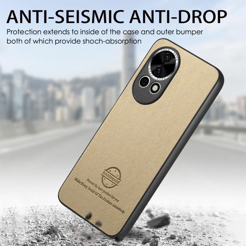 HuHa Protective Cover For Huawei nova 13 Twill Fabric Leather Skin Back Phone Case(Khaki) - Image 4