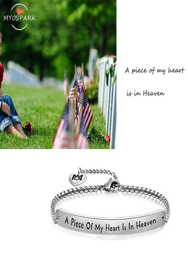 MYOSPARK A Piece of My Heart Is In Heaven Memorial Bracelet Hand stamped Bracelet Loss Memorial Gift (Sliver bracelet) - Image 3