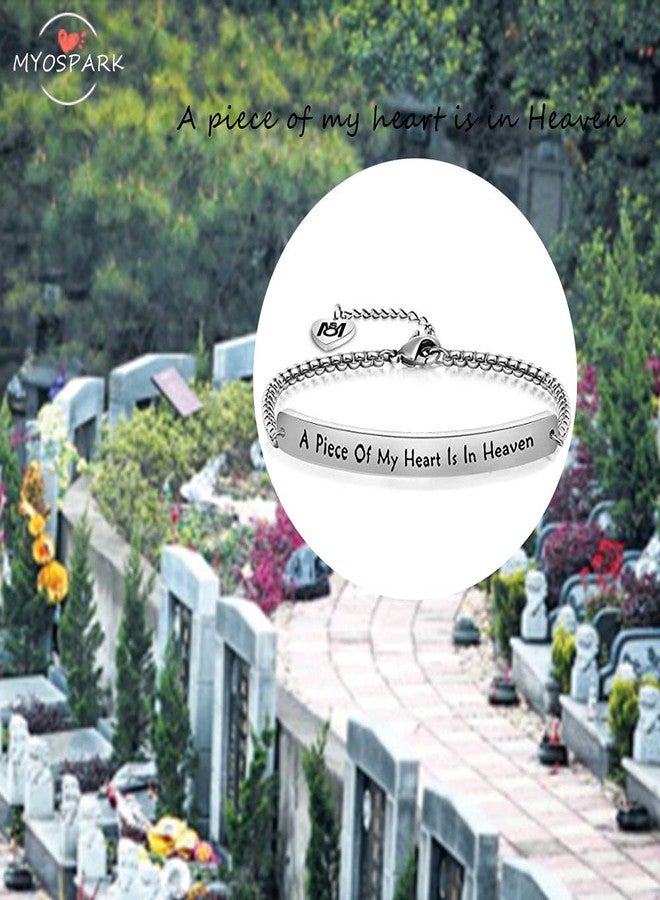 MYOSPARK A Piece of My Heart Is In Heaven Memorial Bracelet Hand stamped Bracelet Loss Memorial Gift (Sliver bracelet) - Image 2