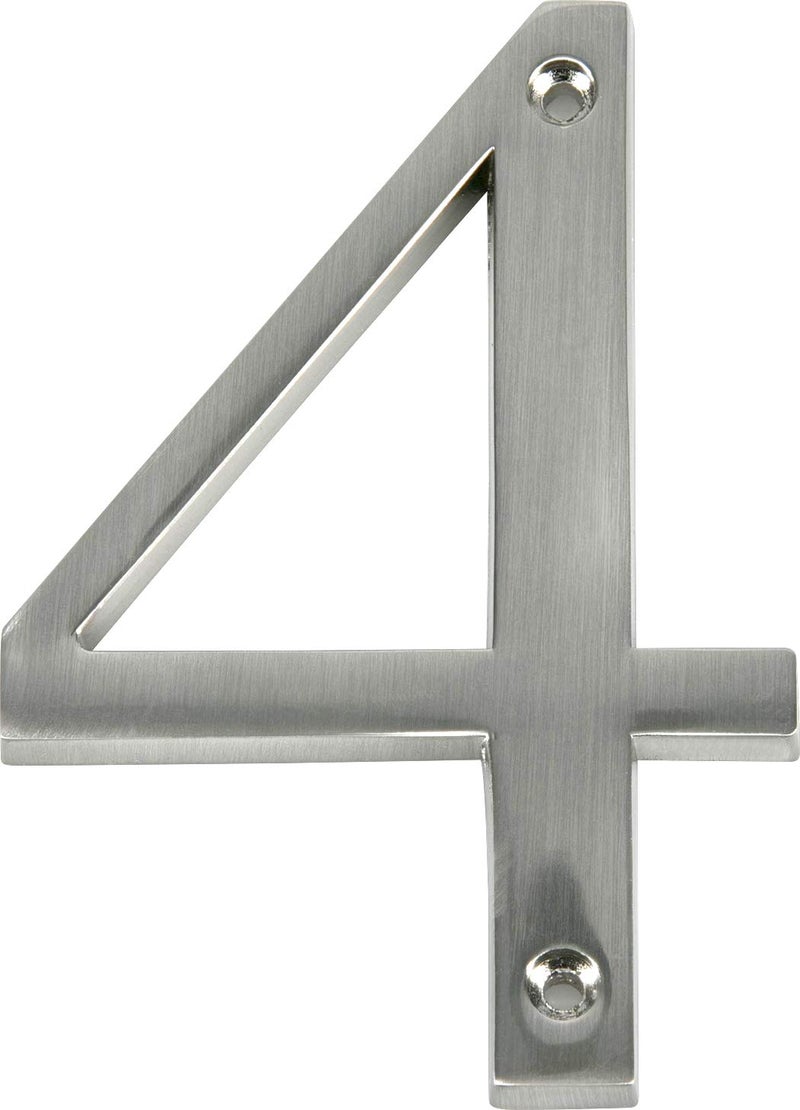 Hillman Distinctions by Hillman 843324 4Inch Brushed Nickel FlushMount House Number 4 1 Count Pack of 1