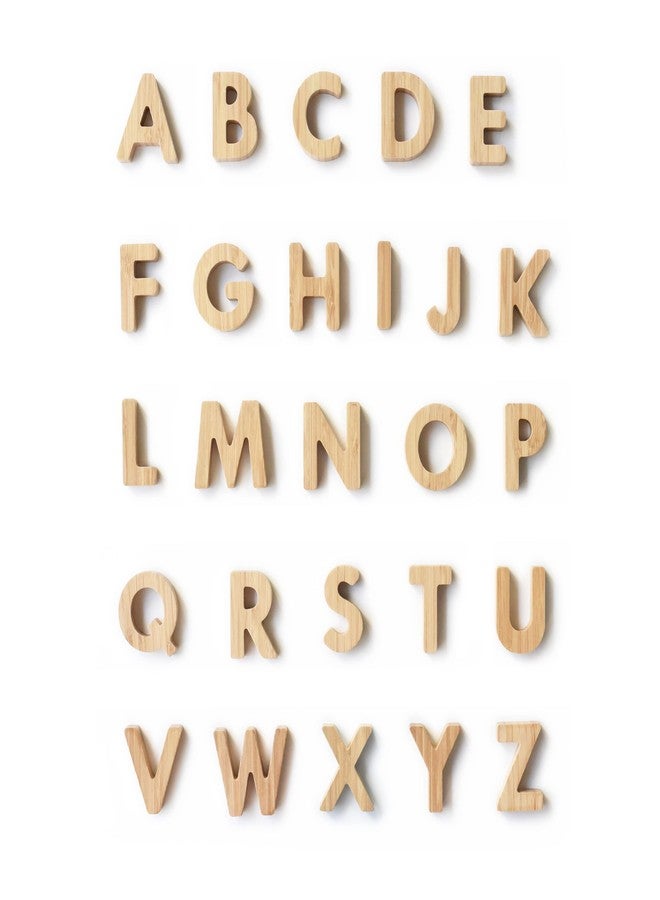 Wee Gallery Bamboo Alphabet, Natural Wood Blocks, Sensory Learning Toy, Wooden Alphabet Toys, 26 Large Letters for Toddler, Preschool Age Kids, Boy or Girl, Learn to Read, Trace, and Sort Pieces - Image 1