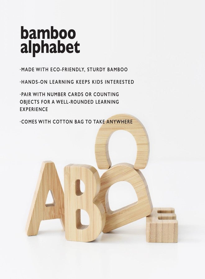 Wee Gallery Bamboo Alphabet, Natural Wood Blocks, Sensory Learning Toy, Wooden Alphabet Toys, 26 Large Letters for Toddler, Preschool Age Kids, Boy or Girl, Learn to Read, Trace, and Sort Pieces - Image 3